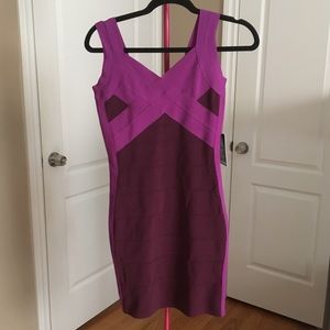 EXPRESS Purple Form Fitting/Skin Tight Dress